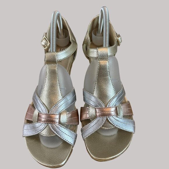 AK Klein Sports Womens Metallic Wedge Sandals Size 10 - Picture 2 of 14